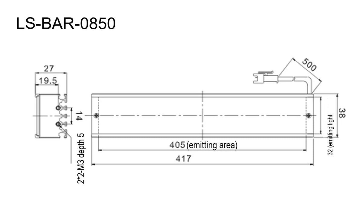 LS-BAR-0850 dimensions (mm)