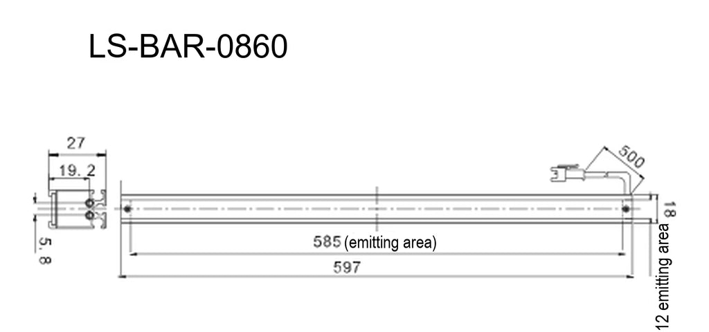 LS-BAR-0860 dimensions (mm)