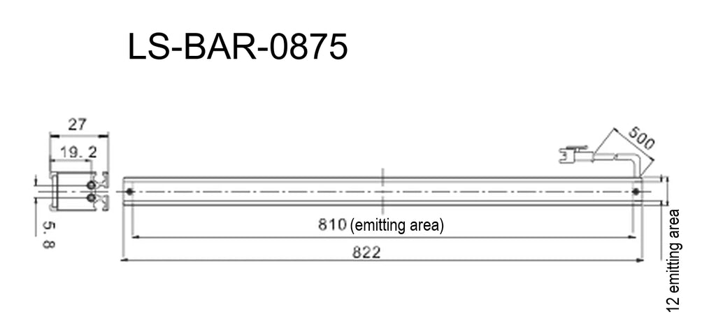 LS-BAR-0875 dimensions (mm)