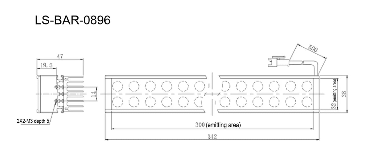 LS-BAR-0896 dimensions (mm)