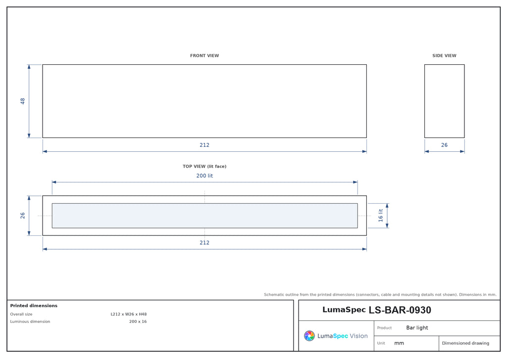 LS-BAR-0930 dimensions (mm)