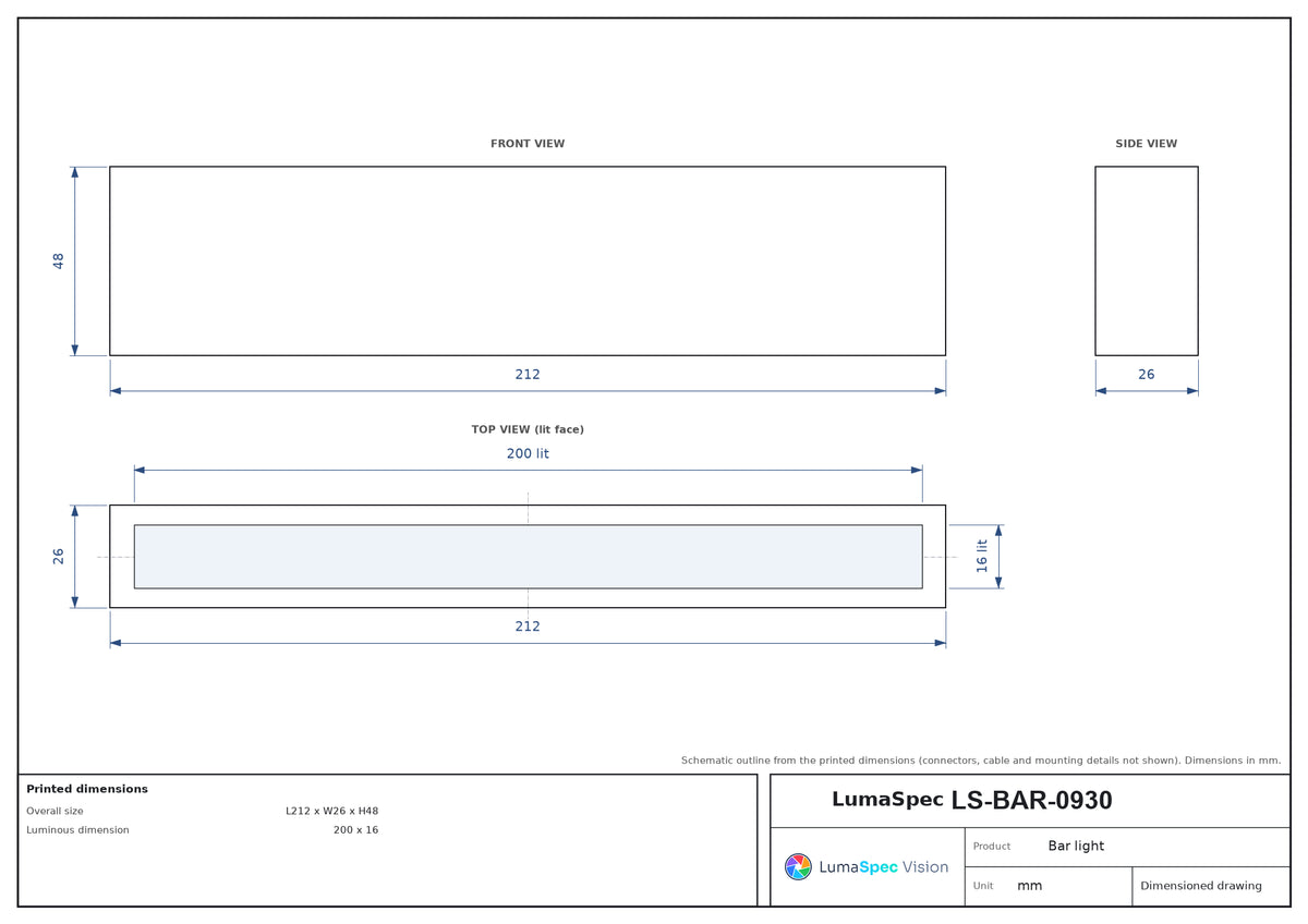 LS-BAR-0930 dimensions (mm)
