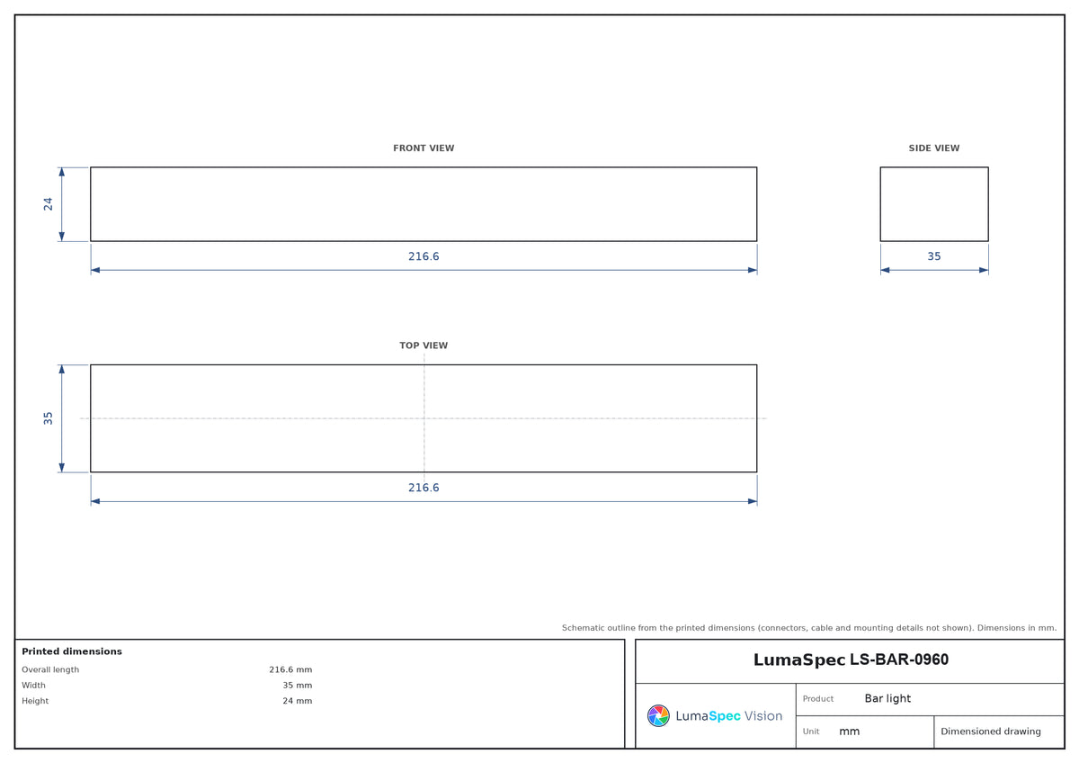 LS-BAR-0960 dimensions (mm)