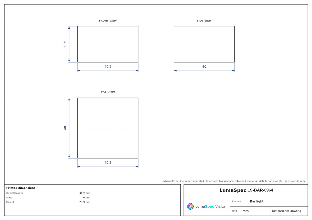 LS-BAR-0964 dimensions (mm)