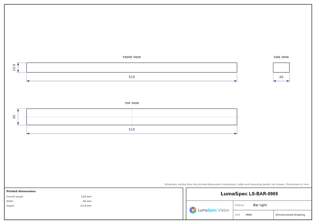 LS-BAR-0985 dimensions (mm)