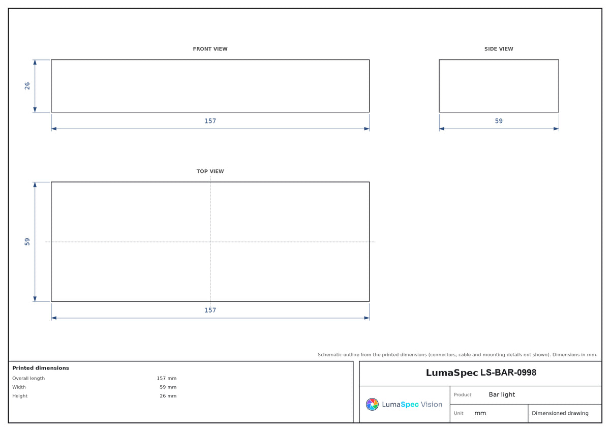 LS-BAR-0998 dimensions (mm)