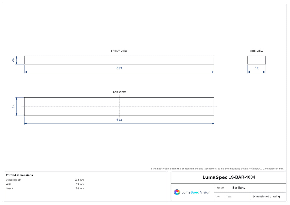 LS-BAR-1004 dimensions (mm)