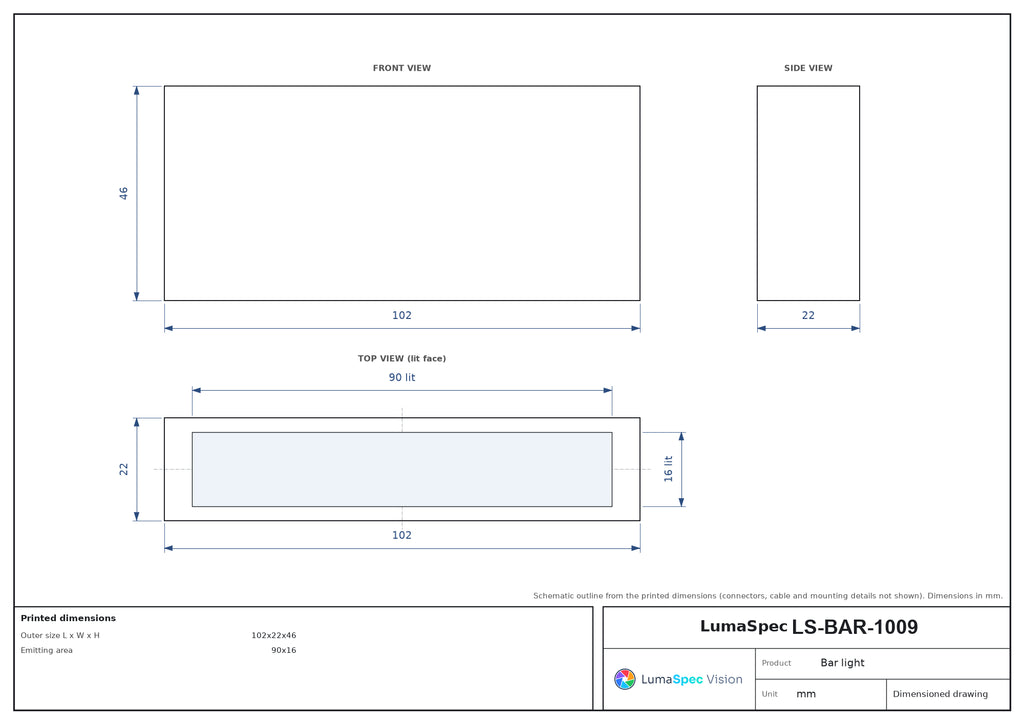 LS-BAR-1009 dimensions (mm)