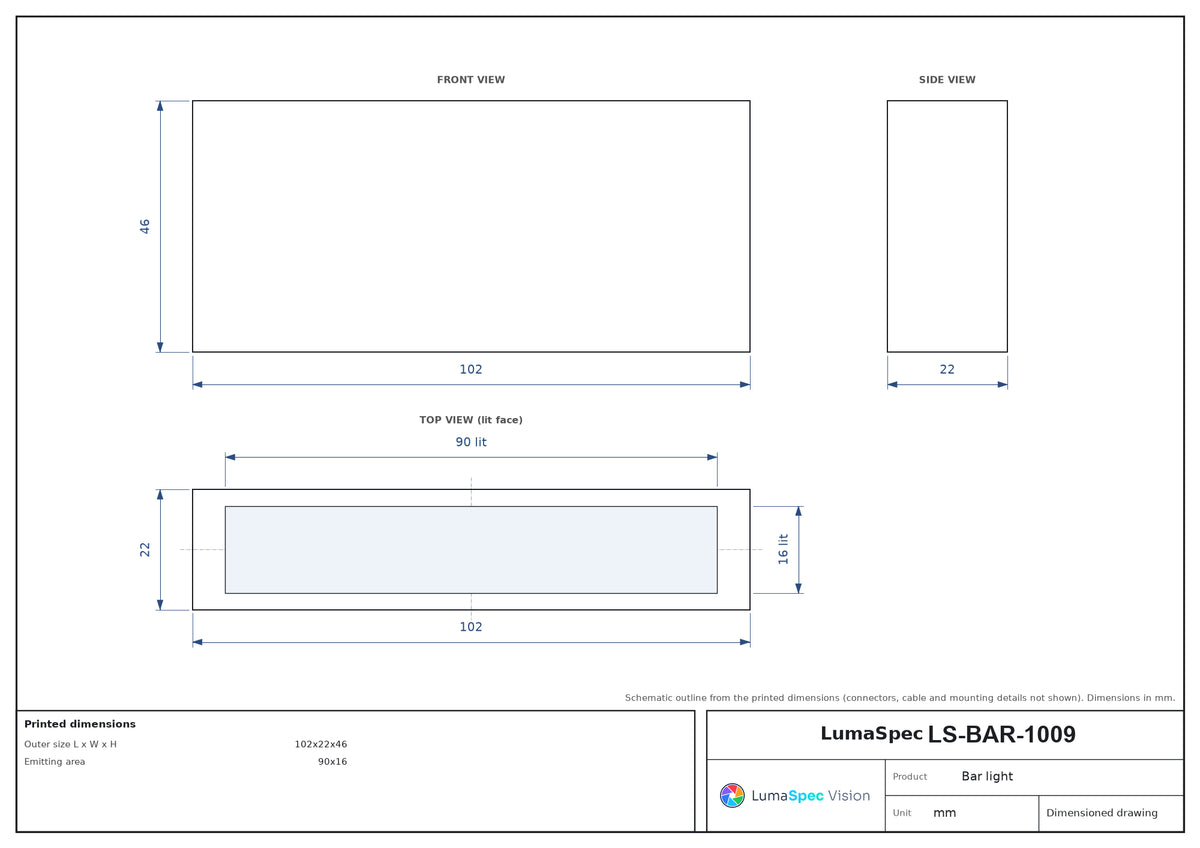 LS-BAR-1009 dimensions (mm)