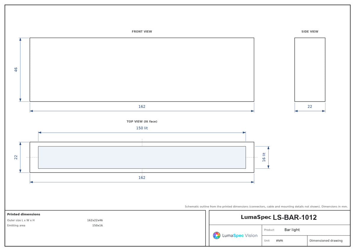 LS-BAR-1012 dimensions (mm)