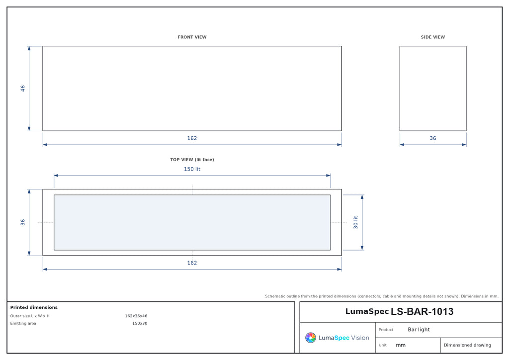 LS-BAR-1013 dimensions (mm)