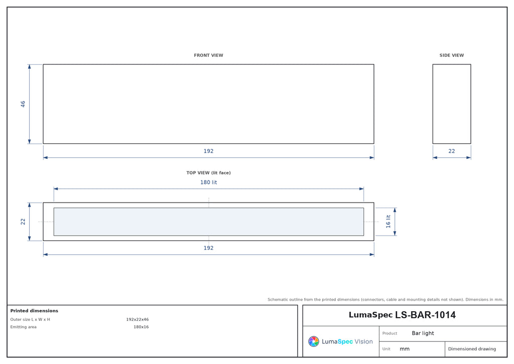 LS-BAR-1014 dimensions (mm)