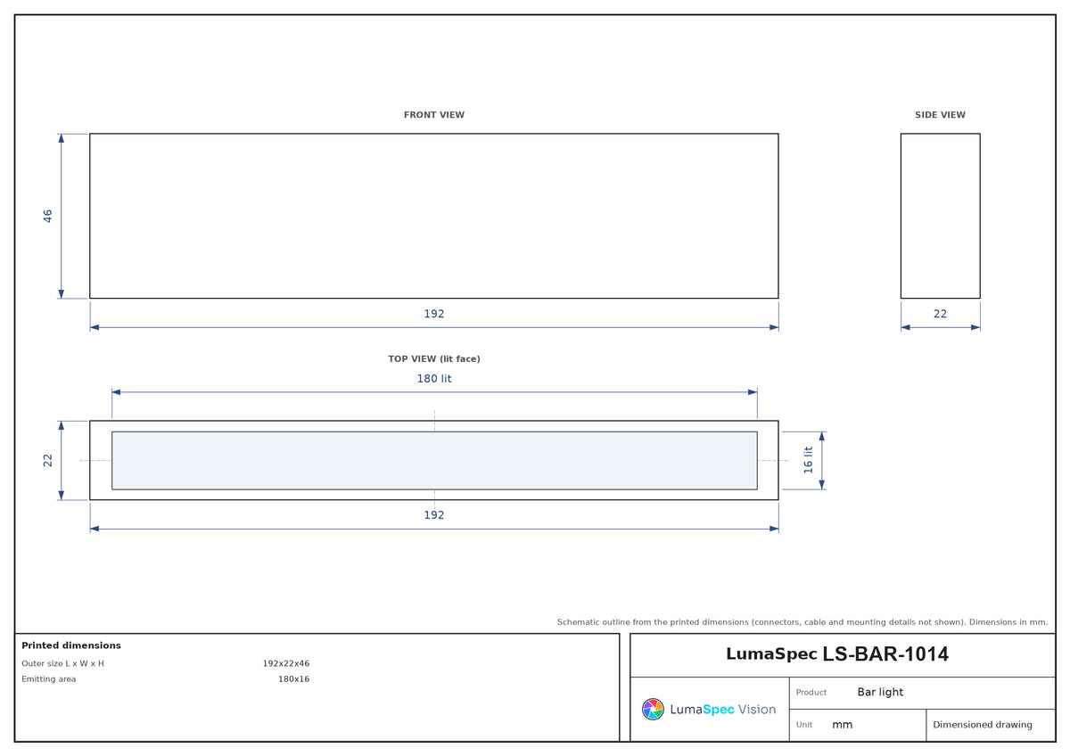 LS-BAR-1014 dimensions (mm)