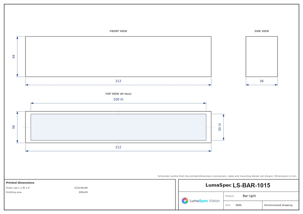 LS-BAR-1015 dimensions (mm)