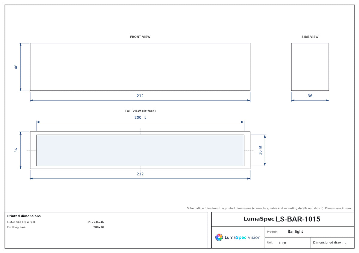 LS-BAR-1015 dimensions (mm)