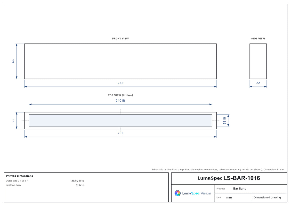 LS-BAR-1016 dimensions (mm)