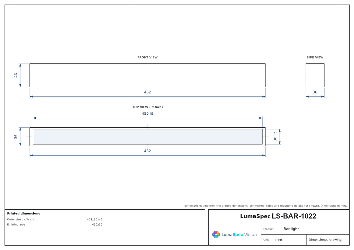 LS-BAR-1022 dimensions (mm)