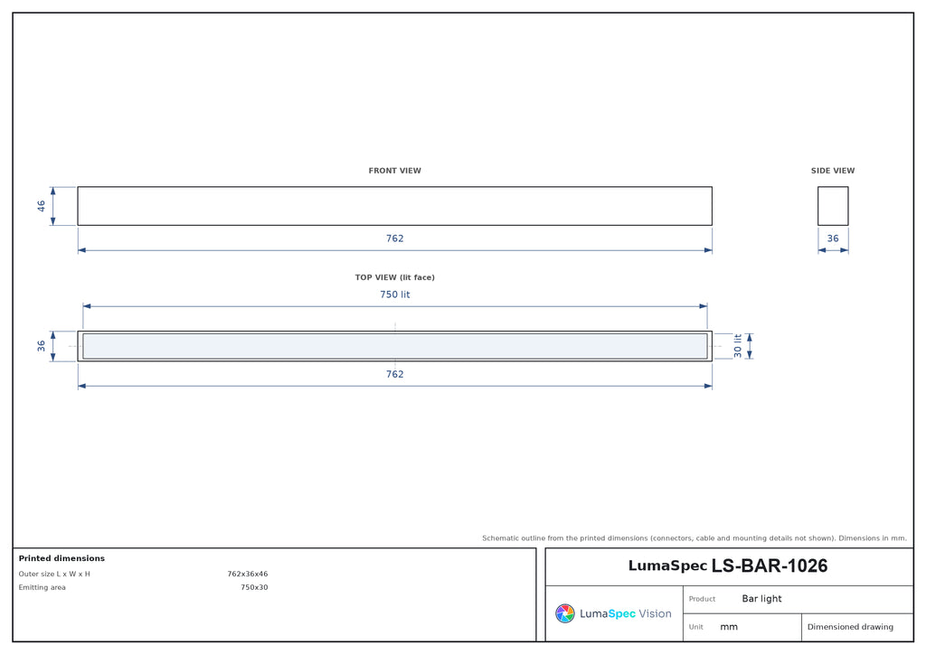 LS-BAR-1026 dimensions (mm)