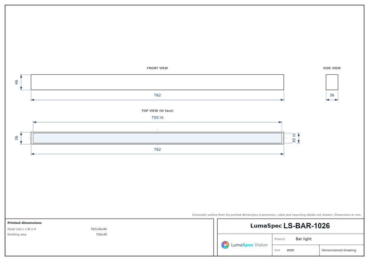 LS-BAR-1026 dimensions (mm)