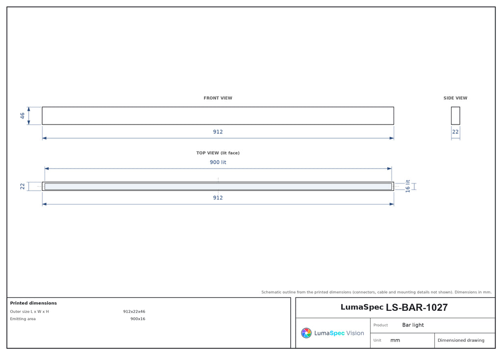 LS-BAR-1027 dimensions (mm)