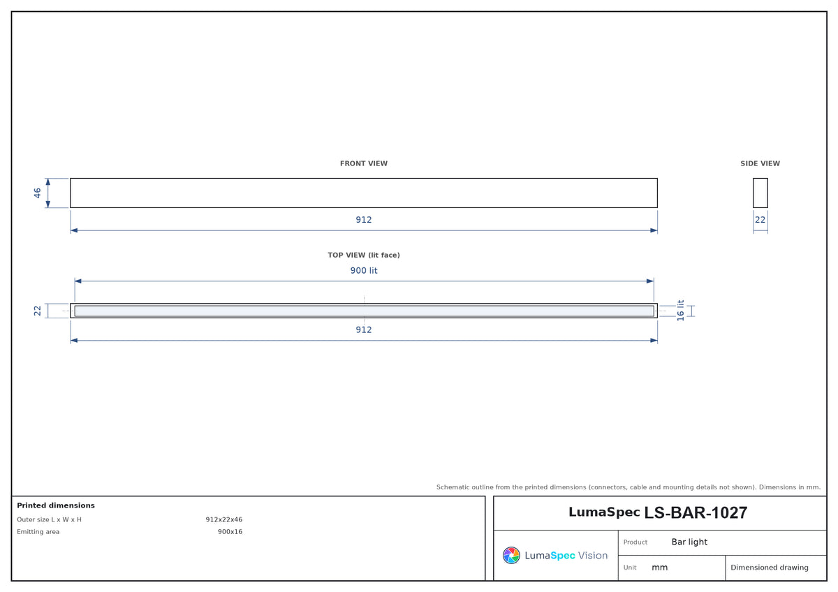 LS-BAR-1027 dimensions (mm)
