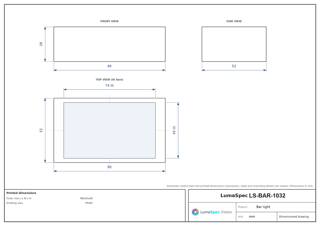 LS-BAR-1032 dimensions (mm)