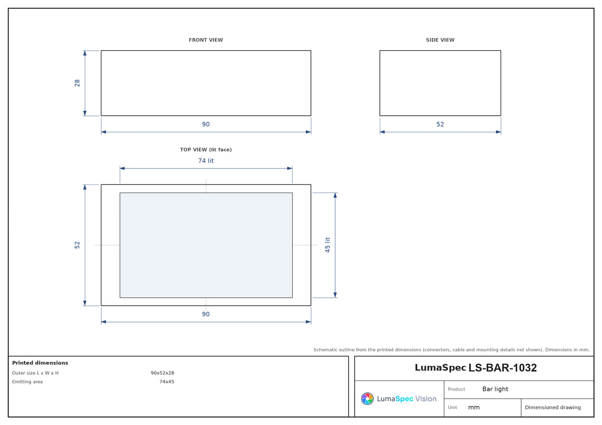 LS-BAR-1032 dimensions (mm)