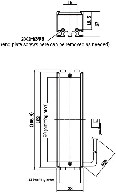 LS-BAR-1256 dimensions (mm)