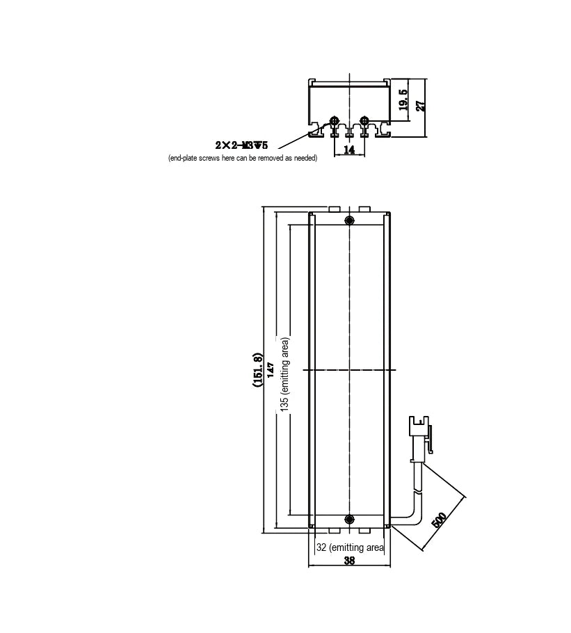 LS-BAR-1260 dimensions (mm)