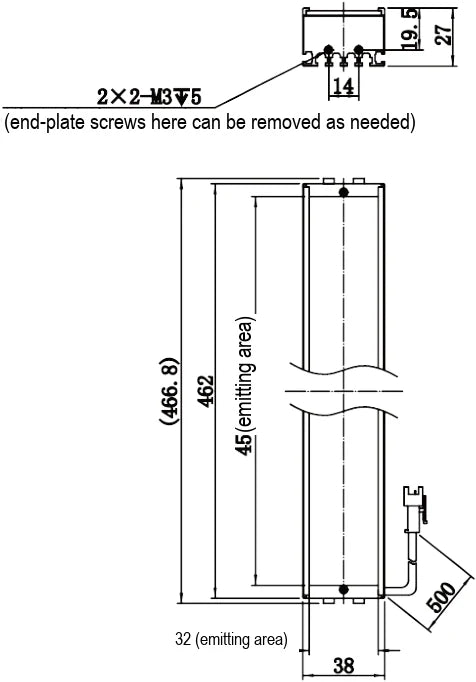 LS-BAR-1283 dimensions (mm)
