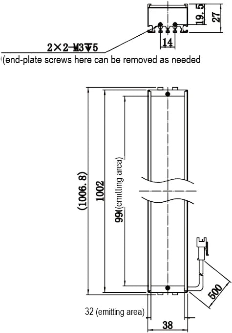 LS-BAR-1300 dimensions (mm)