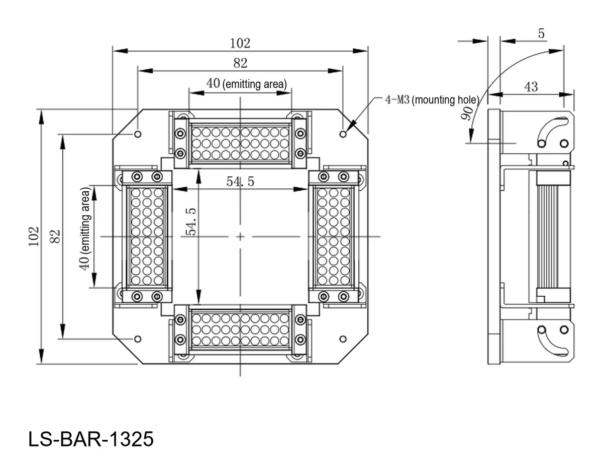 LS-BAR-1325 dimensions (mm)