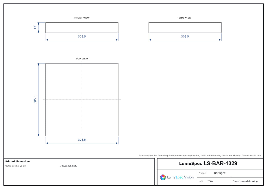 LS-BAR-1329 dimensions (mm)