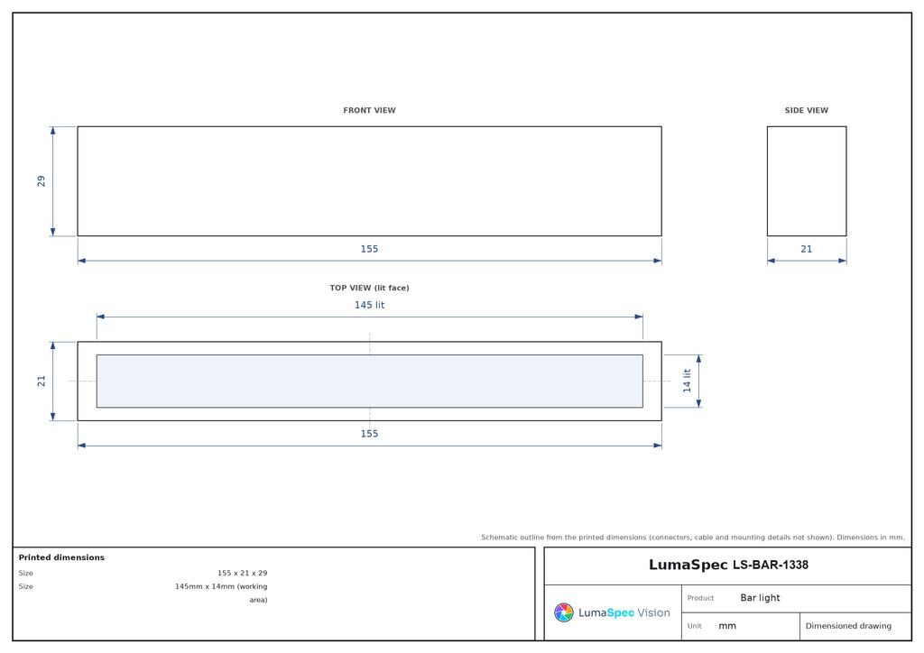LS-BAR-1338 dimensions (mm)