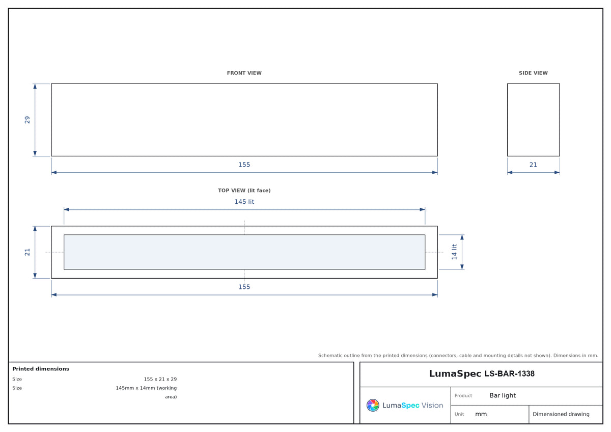 LS-BAR-1338 dimensions (mm)