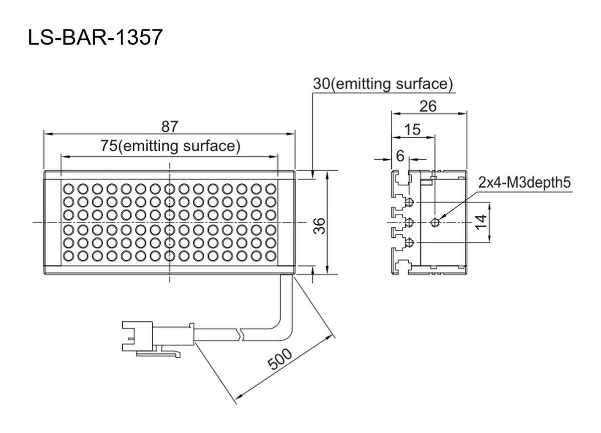 LS-BAR-1357 dimensions (mm)