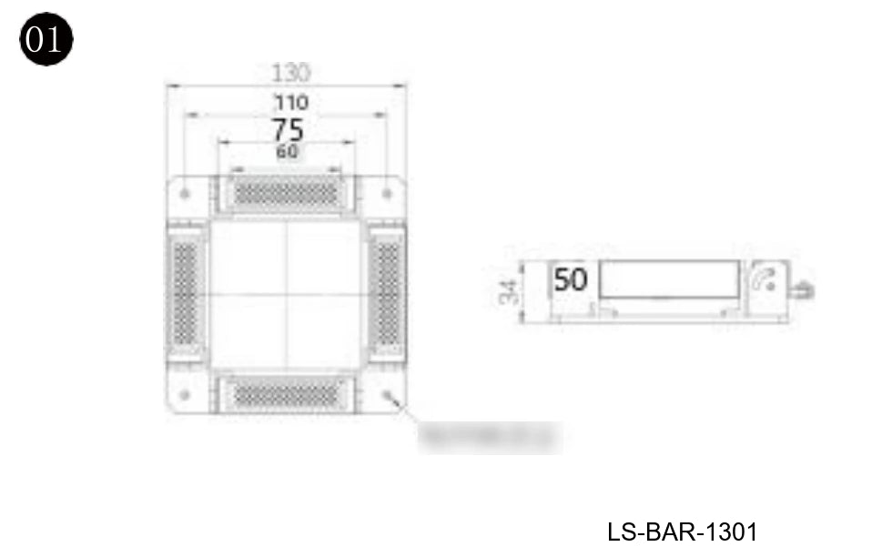 LS-BAR-1301 dimensions (mm)