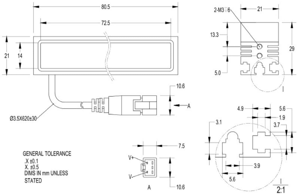 LS-BAR-1337 dimensions (mm)