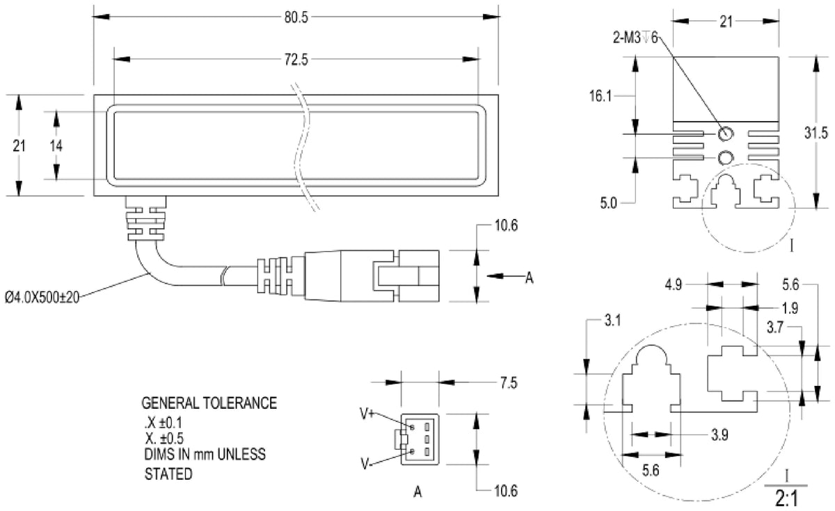 LS-BAR-1336 dimensions (mm)