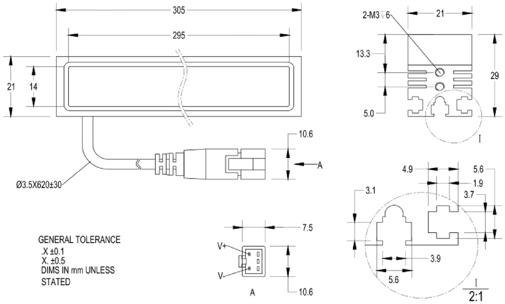 LS-BAR-1343 dimensions (mm)