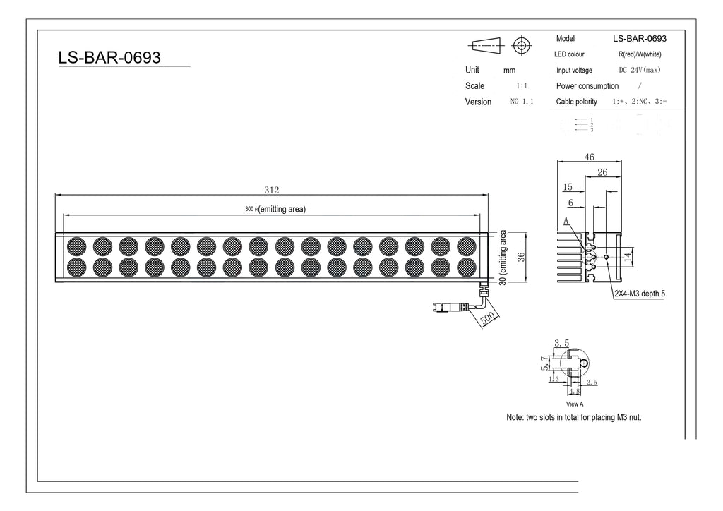 LS-BAR-0693 dimensions (mm)