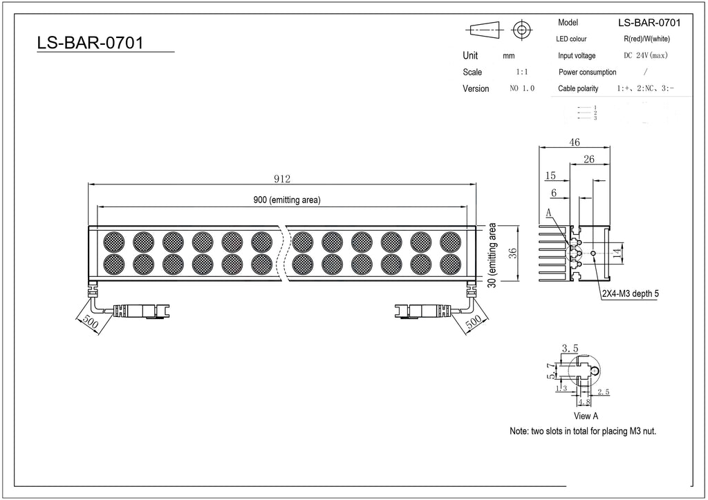 LS-BAR-0701 dimensions (mm)