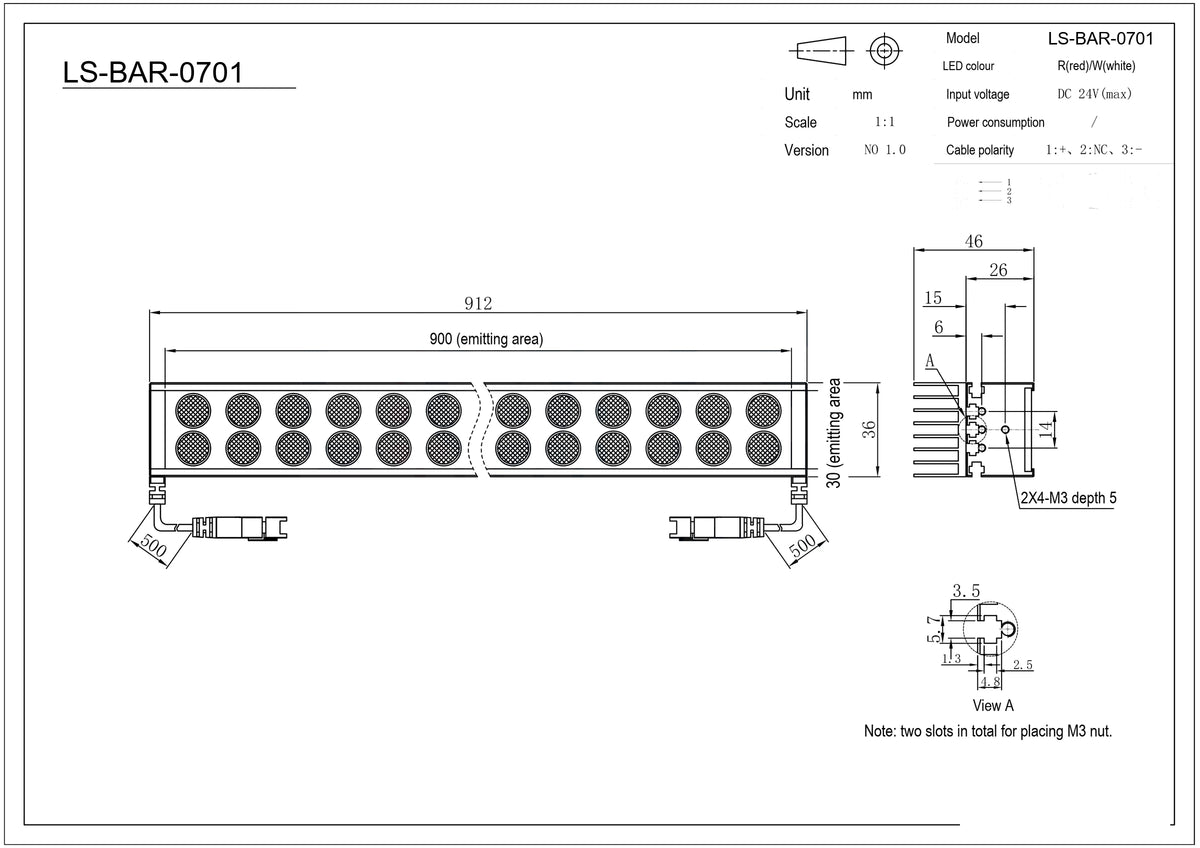LS-BAR-0701 dimensions (mm)