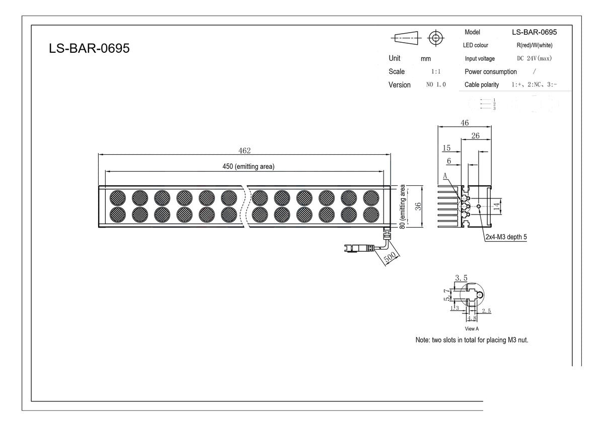 LS-BAR-0695 dimensions (mm)