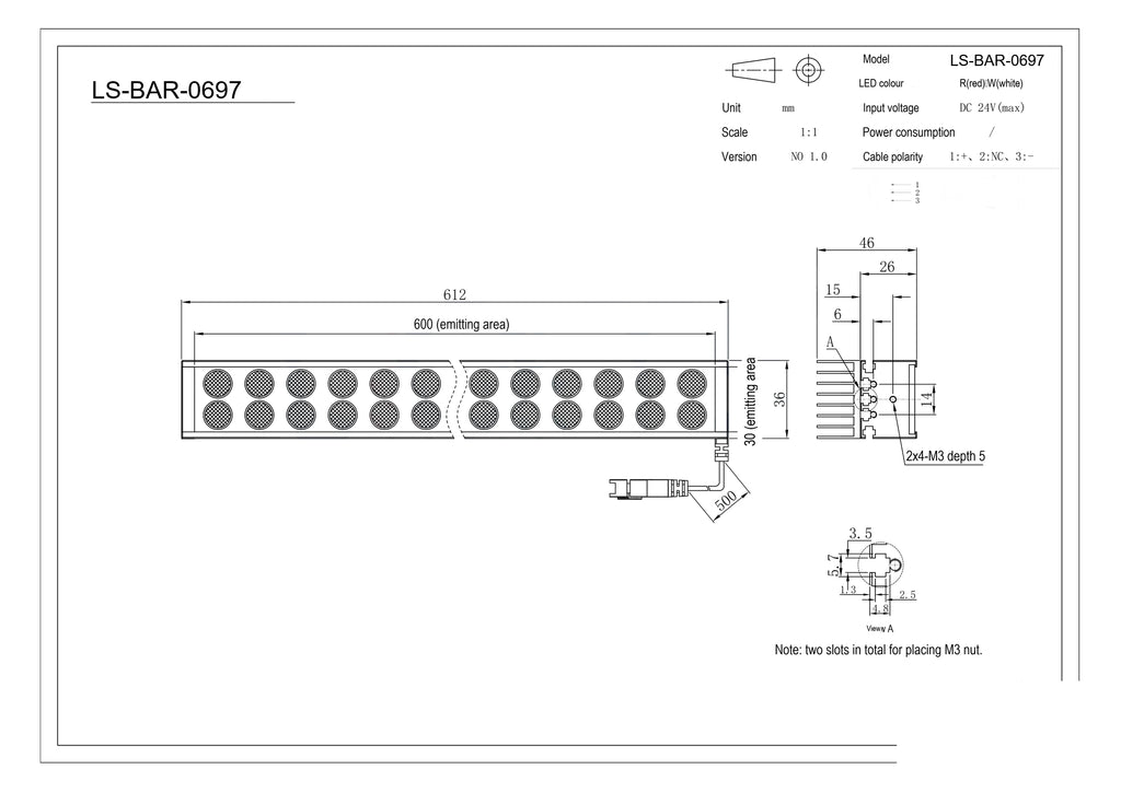 LS-BAR-0697 dimensions (mm)