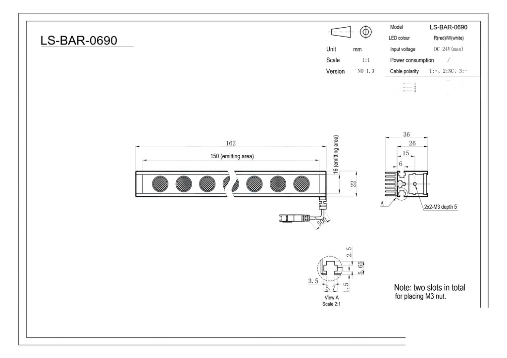 LS-BAR-0690 dimensions (mm)