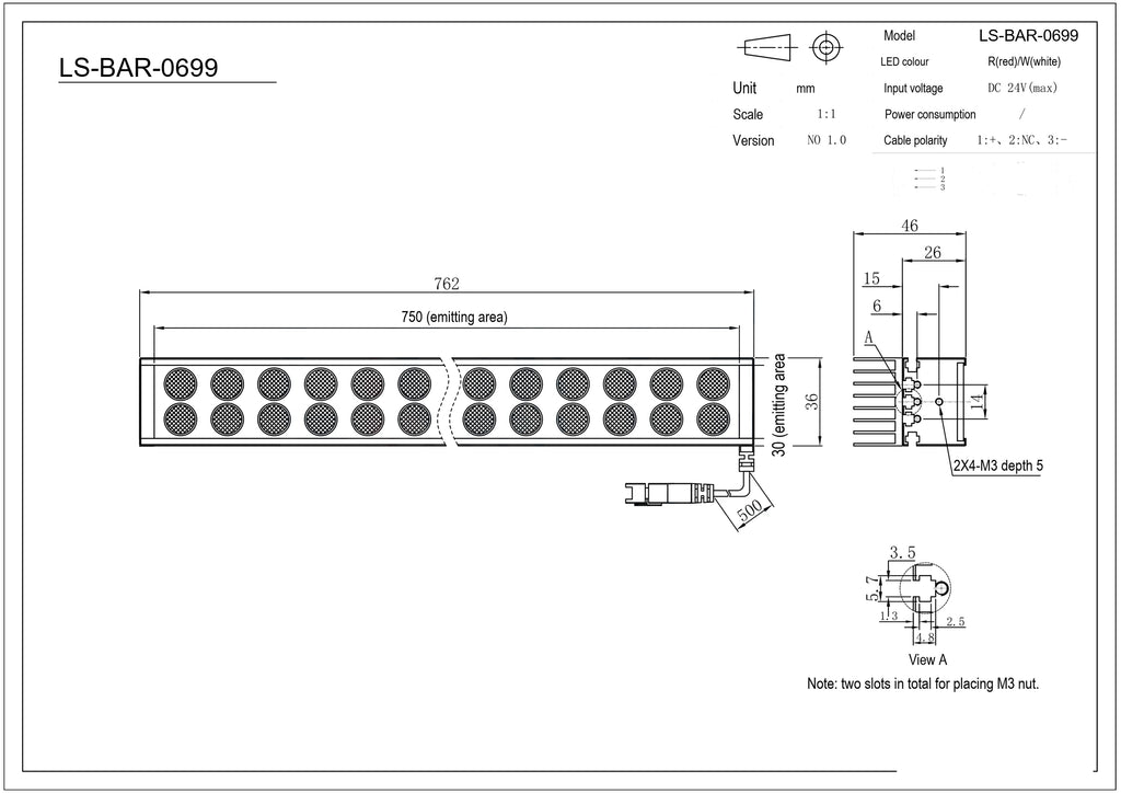 LS-BAR-0699 dimensions (mm)
