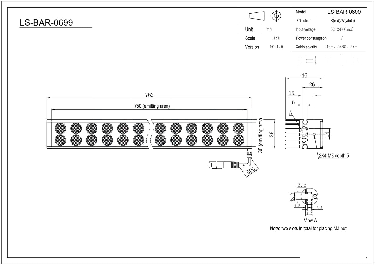 LS-BAR-0699 dimensions (mm)