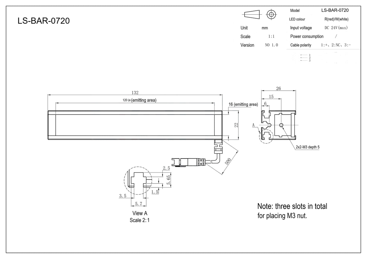 LS-BAR-0720 dimensions (mm)