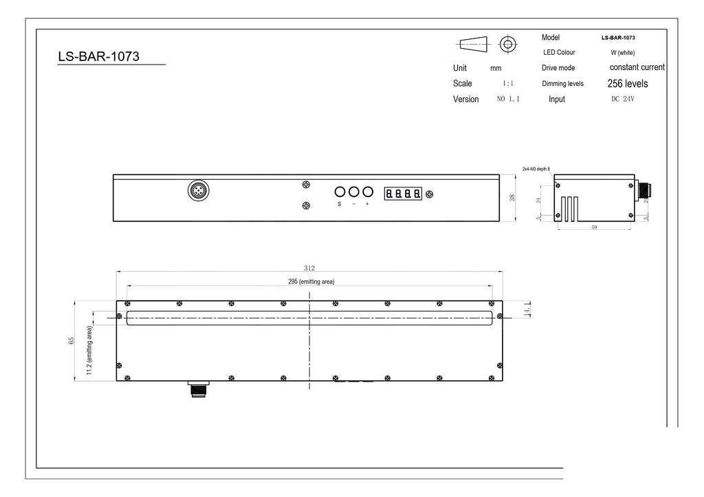 LS-BAR-1073 dimensions (mm)